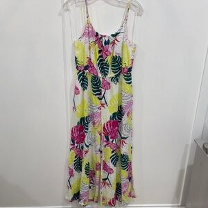 Sleeveless Floral Print Jumpsuit Romper - Pink, Yellow & Green
